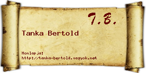 Tanka Bertold névjegykártya